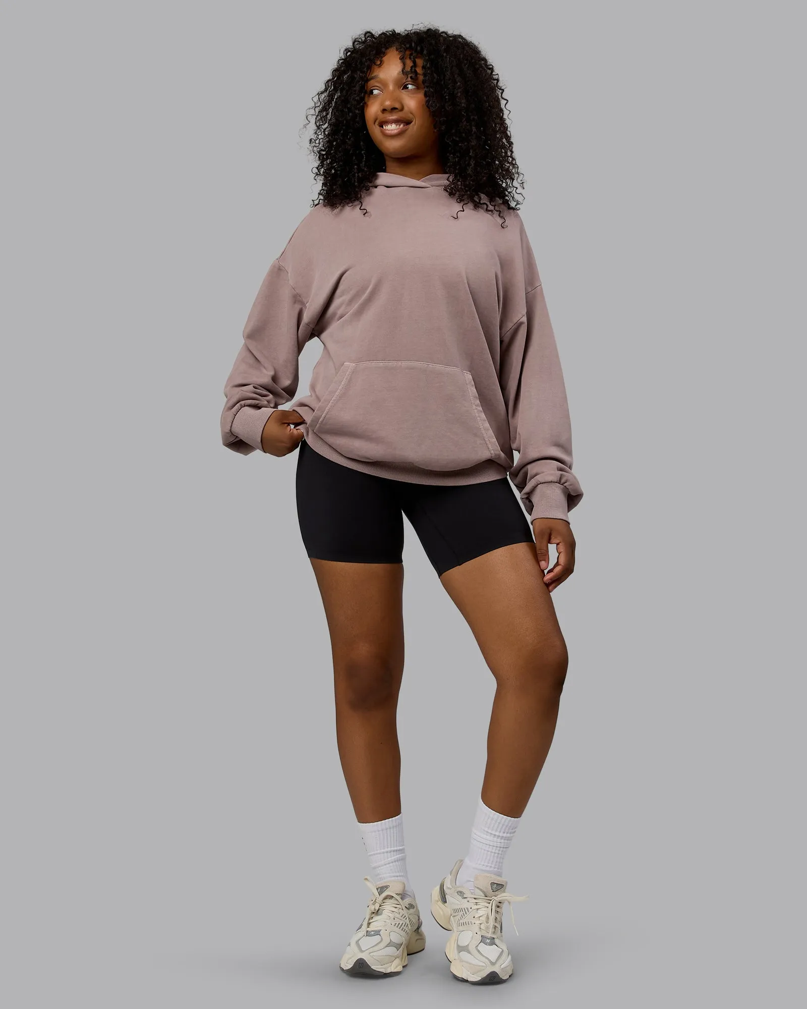 Unisex Set the Standard Washed Hoodie Oversize - Greyish Purple-Off White