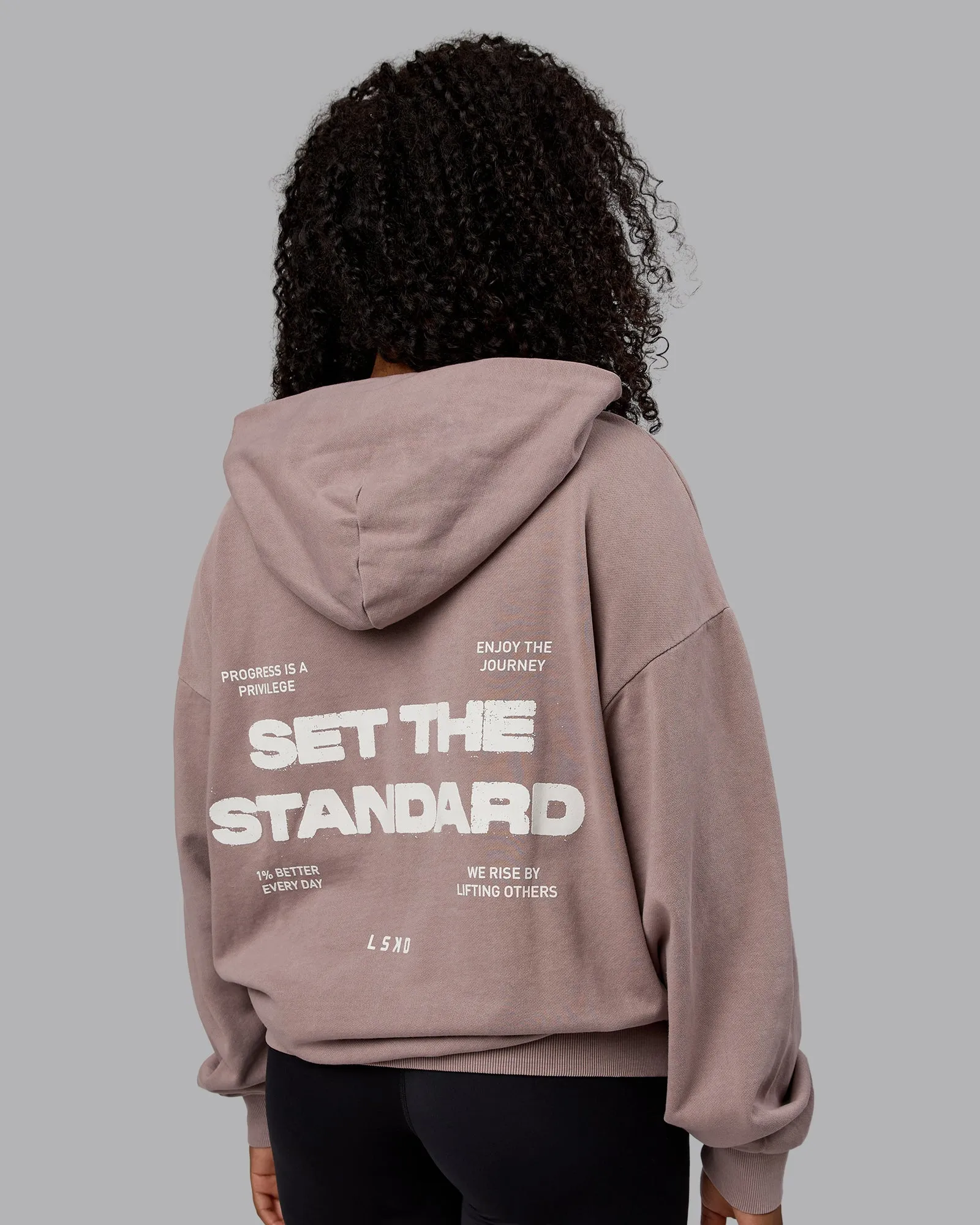 Unisex Set the Standard Washed Hoodie Oversize - Greyish Purple-Off White