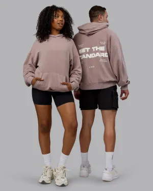 Unisex Set the Standard Washed Hoodie Oversize - Greyish Purple-Off White