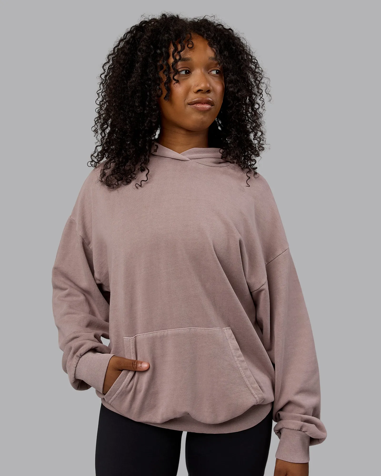 Unisex Set the Standard Washed Hoodie Oversize - Greyish Purple-Off White