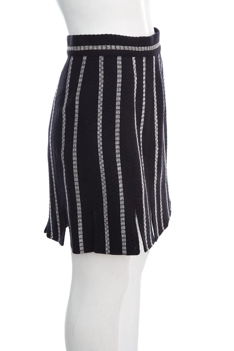 Versace Jeans Black and White Wool Mix Medusa Mini Skirt SZ 44