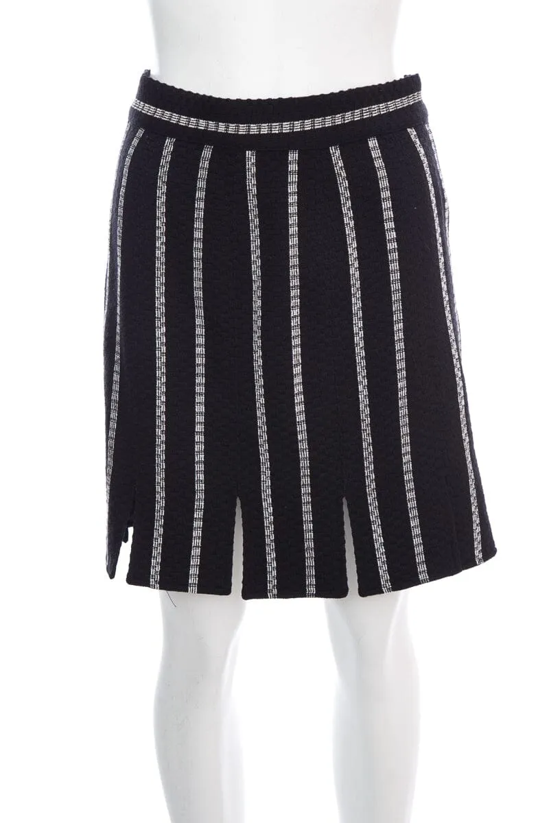 Versace Jeans Black and White Wool Mix Medusa Mini Skirt SZ 44