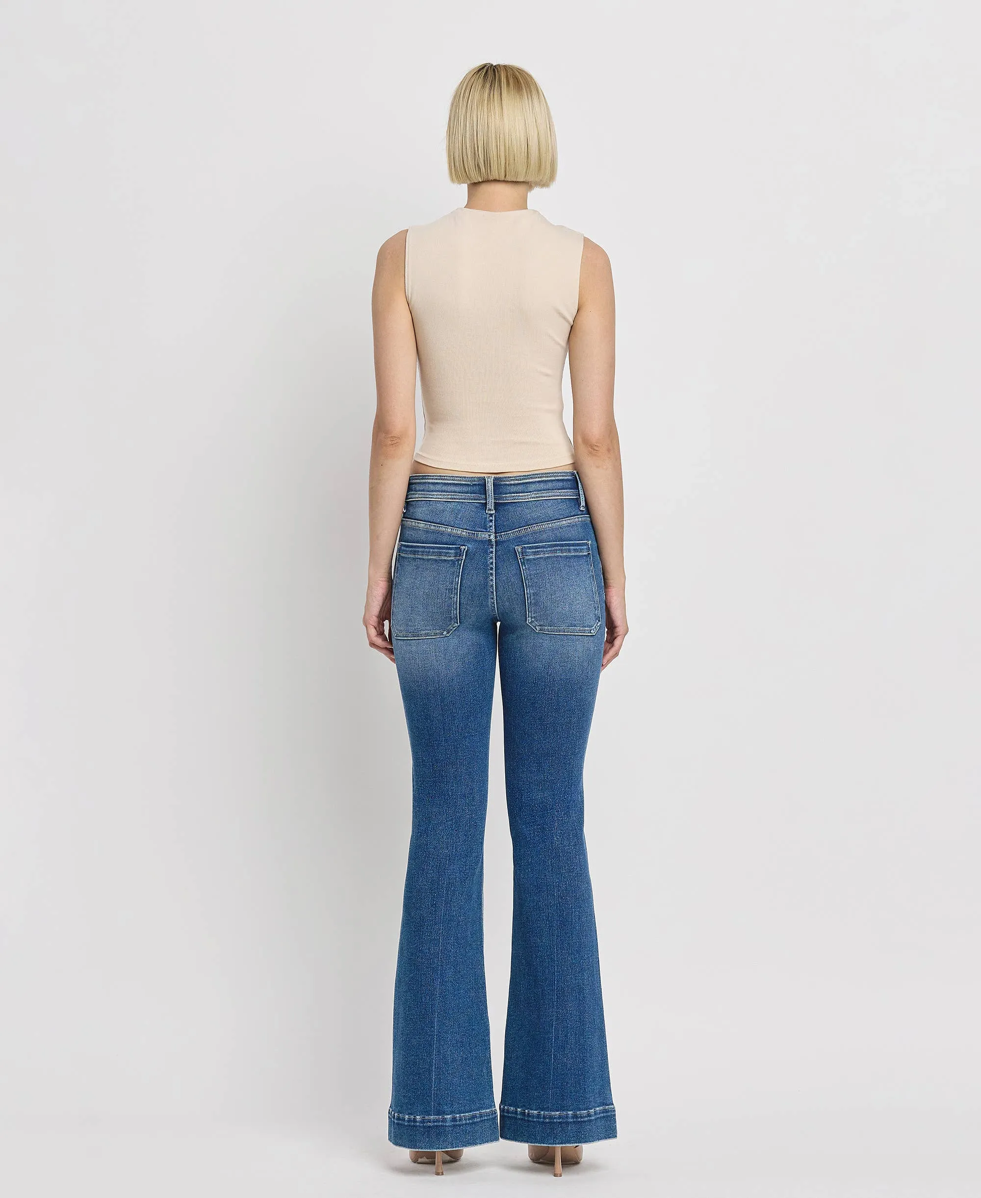 Vervet Mid Rise Trouser Hem Flare Jean