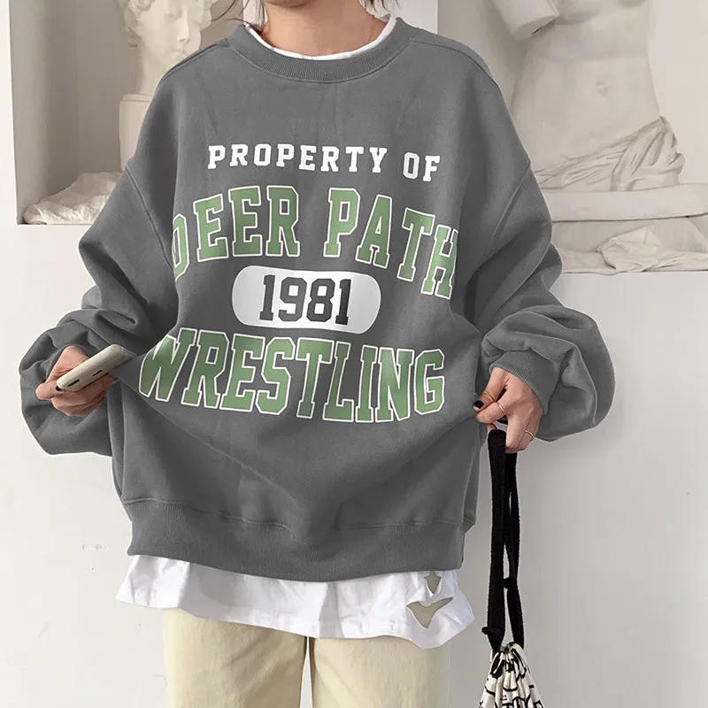 Vintage Deer Path Loose Sweatshirts