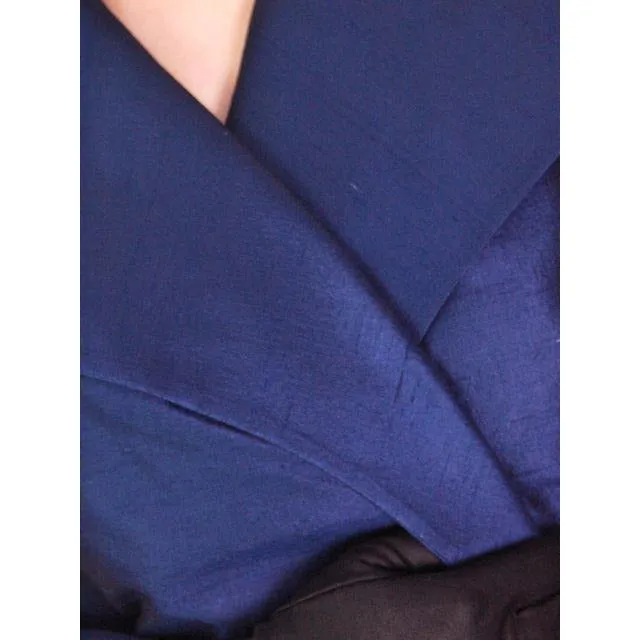Vintage Silk Swing Coat Sapphire Blue La Palliere Paris France 1950s up to 46" bust
