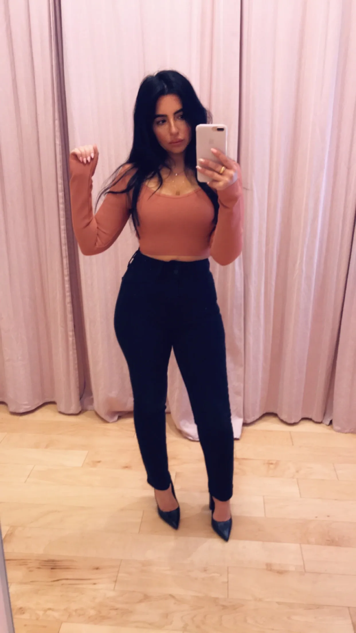 Washed High Waist Straight Leg Double Button Jean