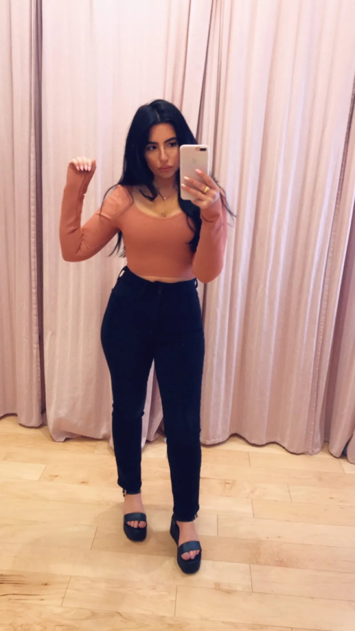 Washed High Waist Straight Leg Double Button Jean