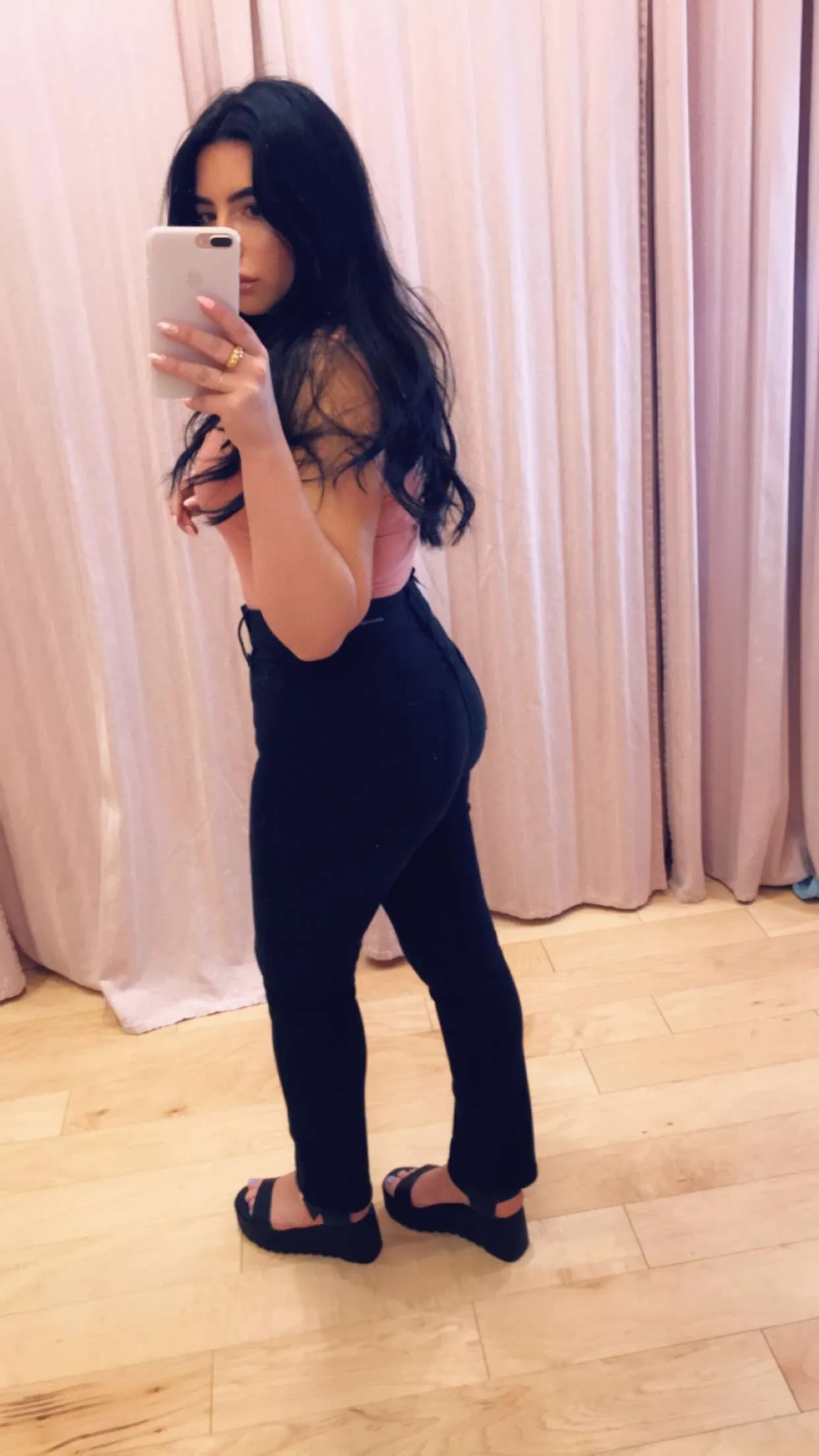 Washed High Waist Straight Leg Double Button Jean