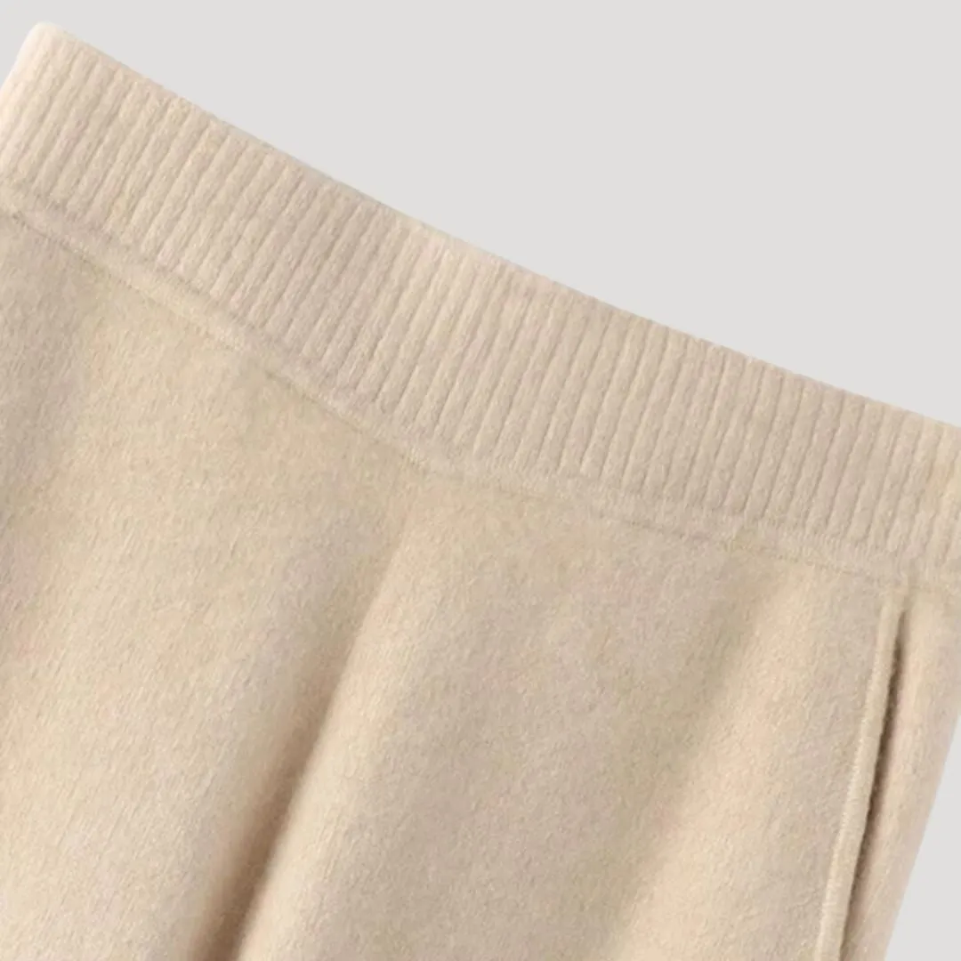 Wide Leg Knit Pants – High Waist – Effortless Office Chic