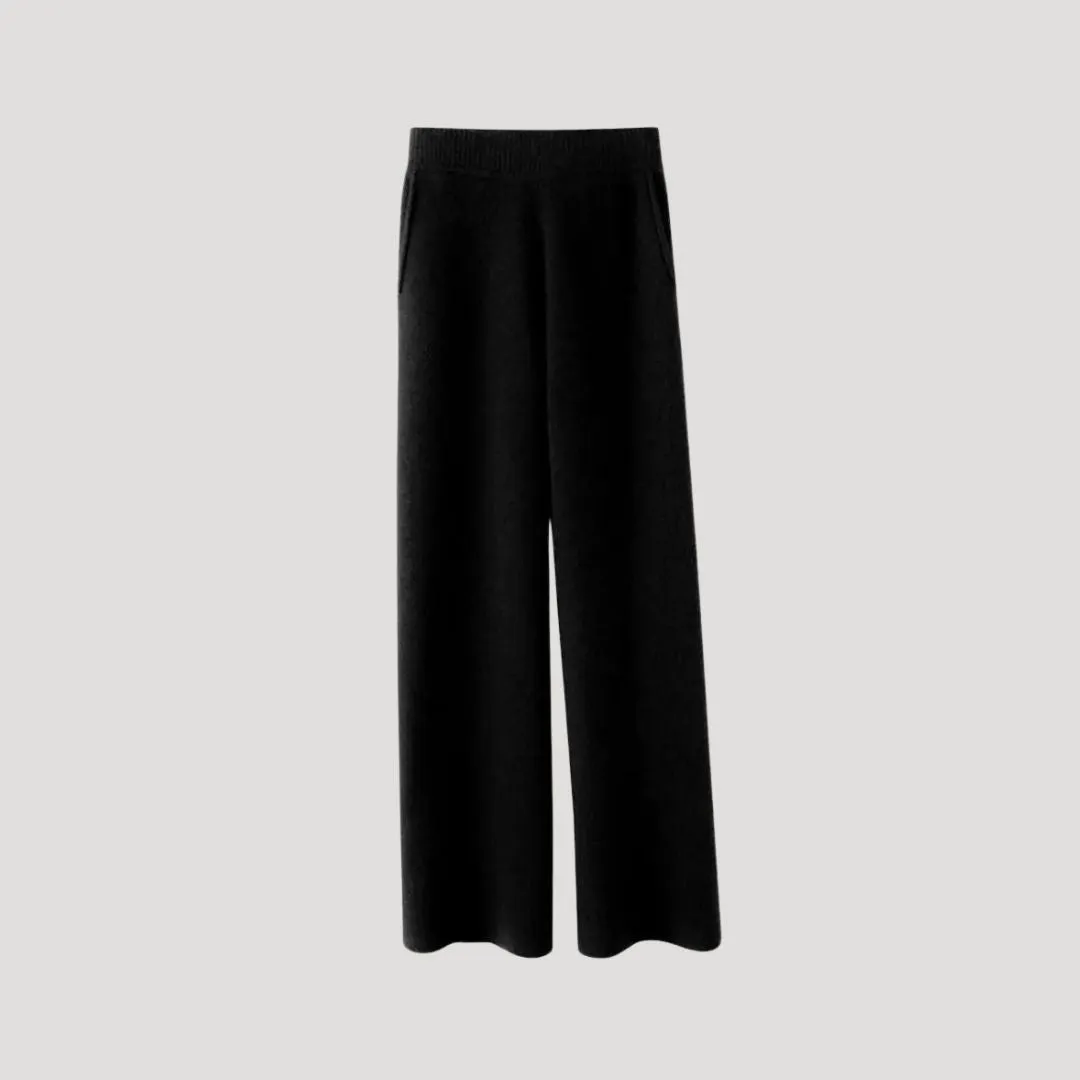 Wide Leg Knit Pants – High Waist – Effortless Office Chic