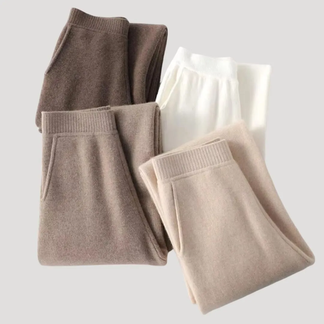 Wide Leg Knit Pants – High Waist – Effortless Office Chic