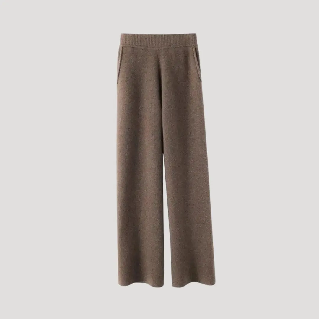 Wide Leg Knit Pants – High Waist – Effortless Office Chic