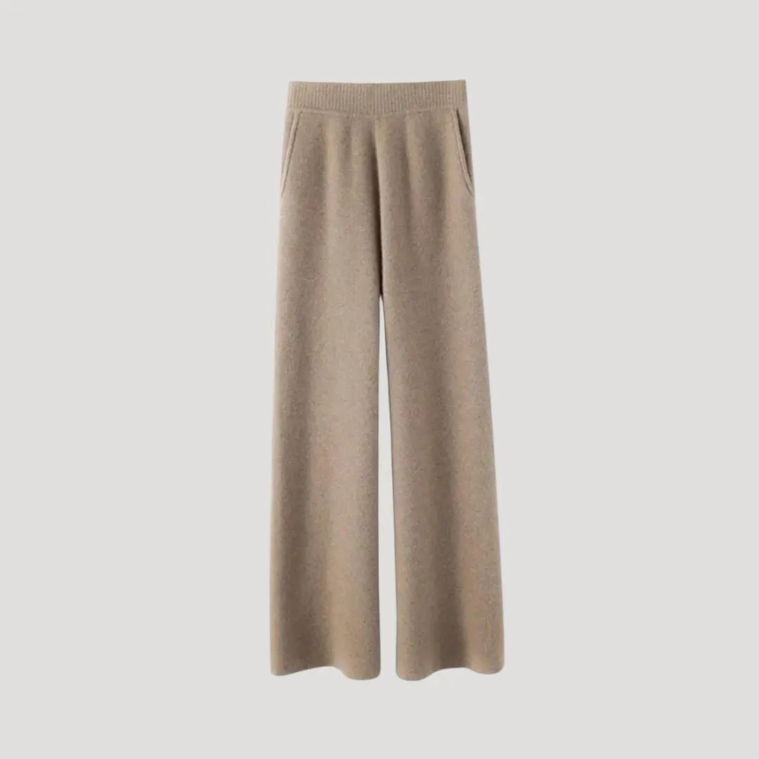 Wide Leg Knit Pants – High Waist – Effortless Office Chic
