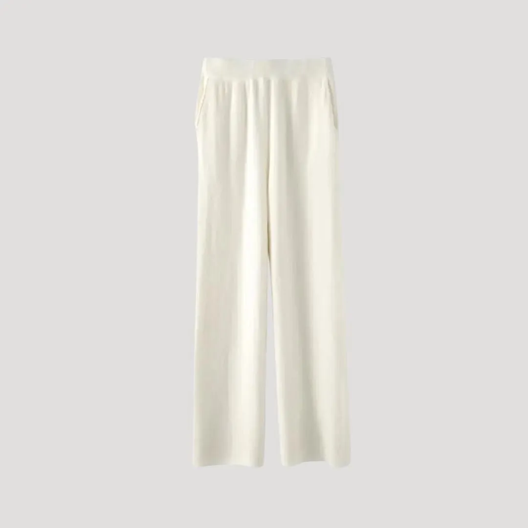 Wide Leg Knit Pants – High Waist – Effortless Office Chic