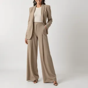 Wide Leg Knit Pants – High Waist – Effortless Office Chic