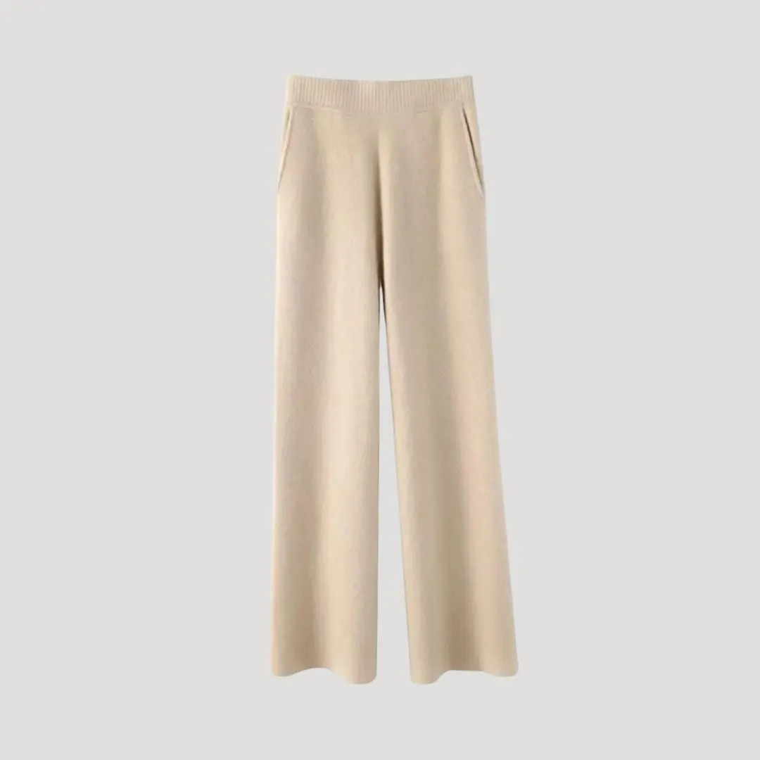 Wide Leg Knit Pants – High Waist – Effortless Office Chic