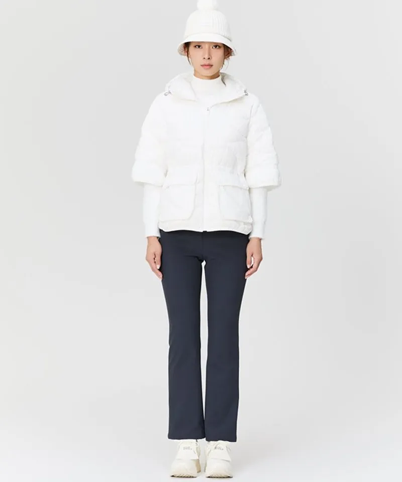 WideAngle: Co Waggle Half Sleeve Midi Down Jacket L - Off-White