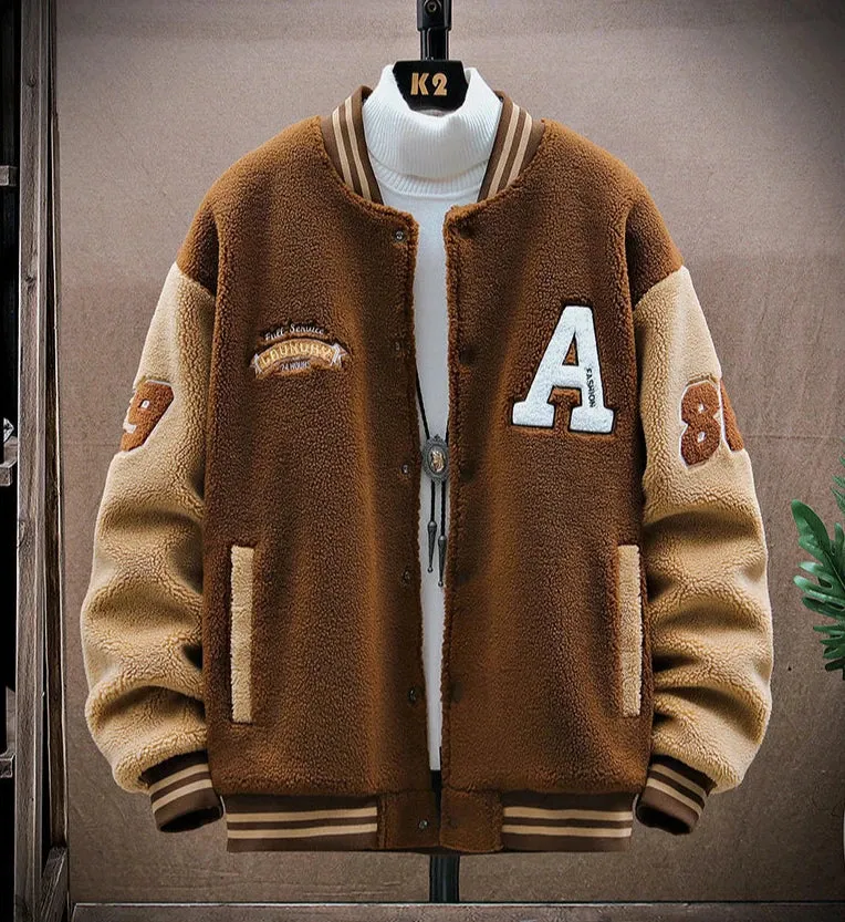 Winter Warm Letter printed Bomber Jacket