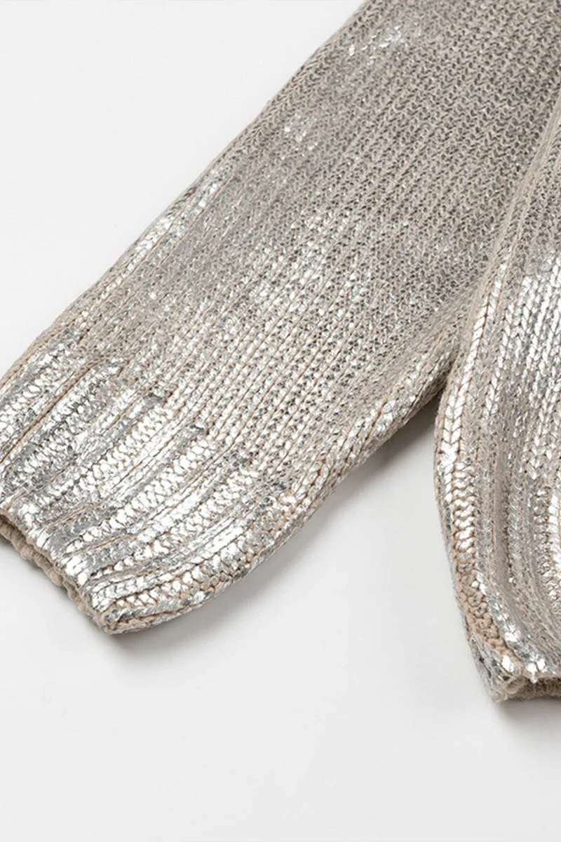 WJ0271 Metallic Hoodie Sweater