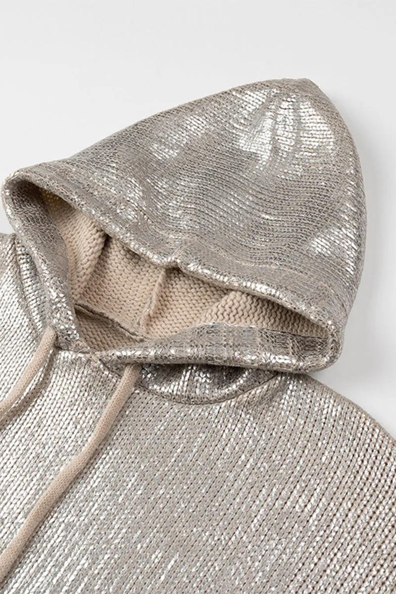 WJ0271 Metallic Hoodie Sweater