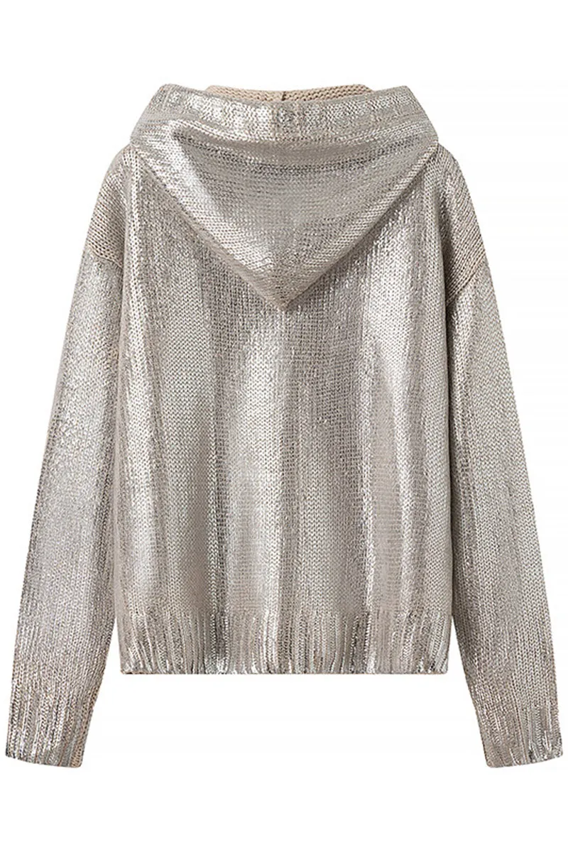 WJ0271 Metallic Hoodie Sweater