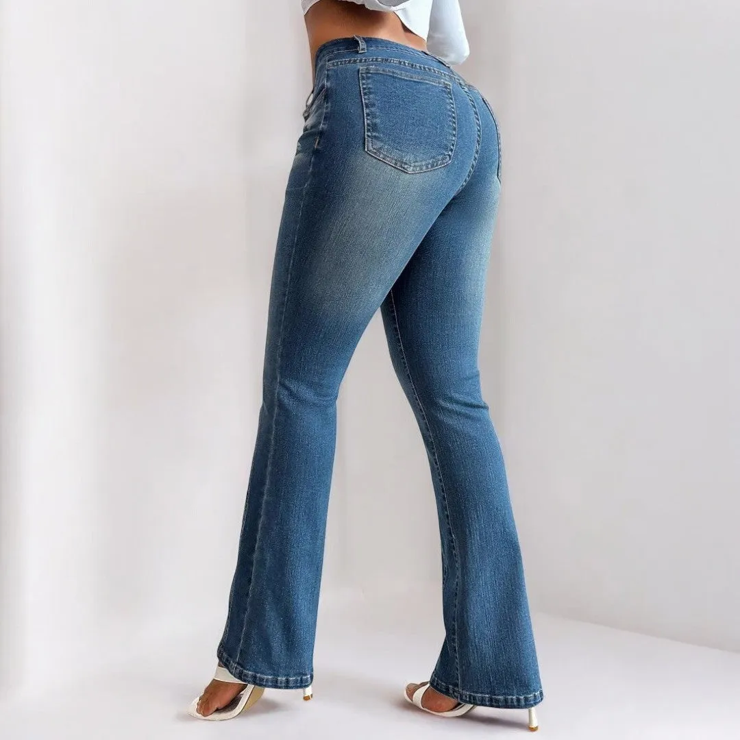 Women Casual Slim Bootcut Denim Jeans