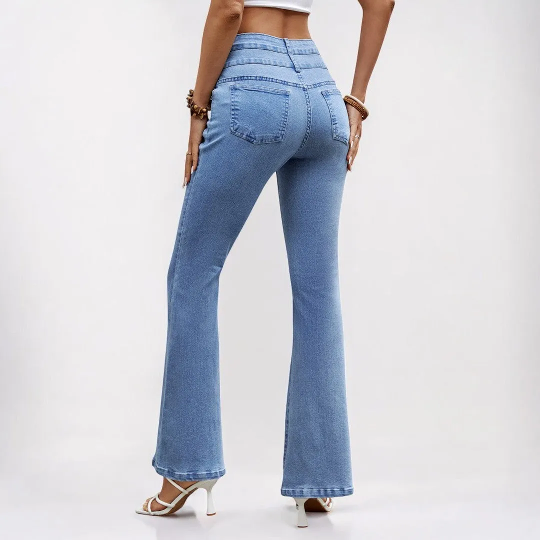 Women Stretch Casual Straight Denim Jeans