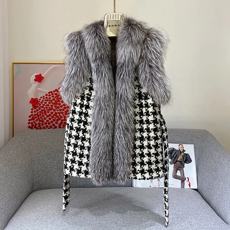 Women Winter Fashion Real Fox Fur Gilets Luxury Warm Vests Waistcoat