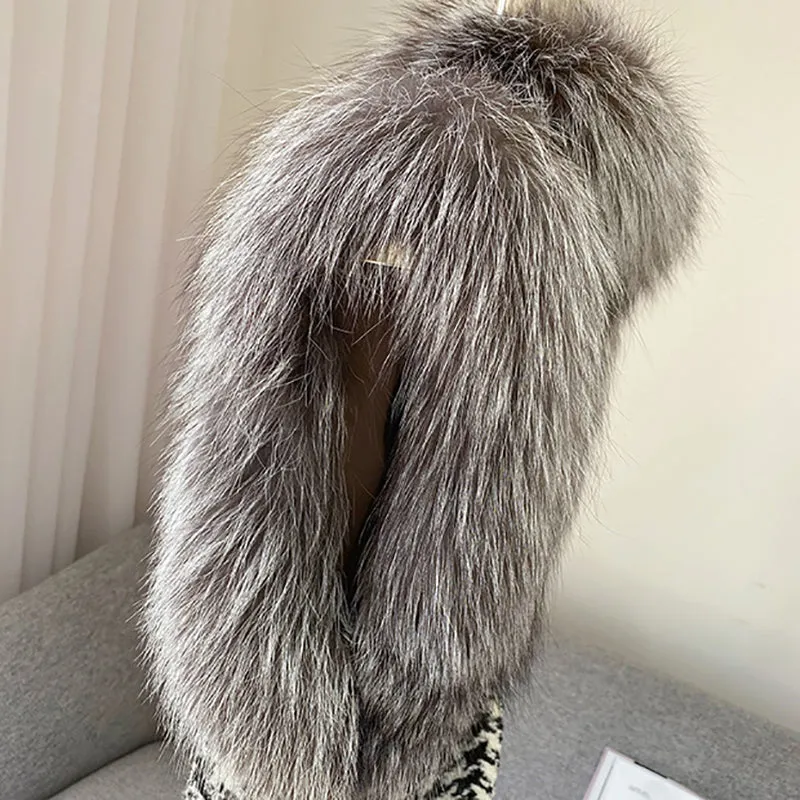 Women Winter Fashion Real Fox Fur Gilets Luxury Warm Vests Waistcoat
