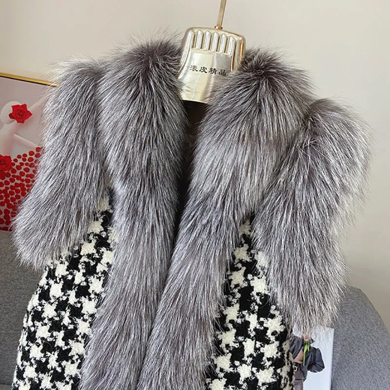 Women Winter Fashion Real Fox Fur Gilets Luxury Warm Vests Waistcoat