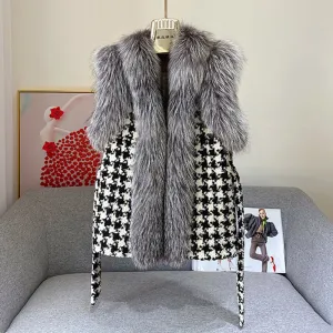 Women Winter Fashion Real Fox Fur Gilets Luxury Warm Vests Waistcoat