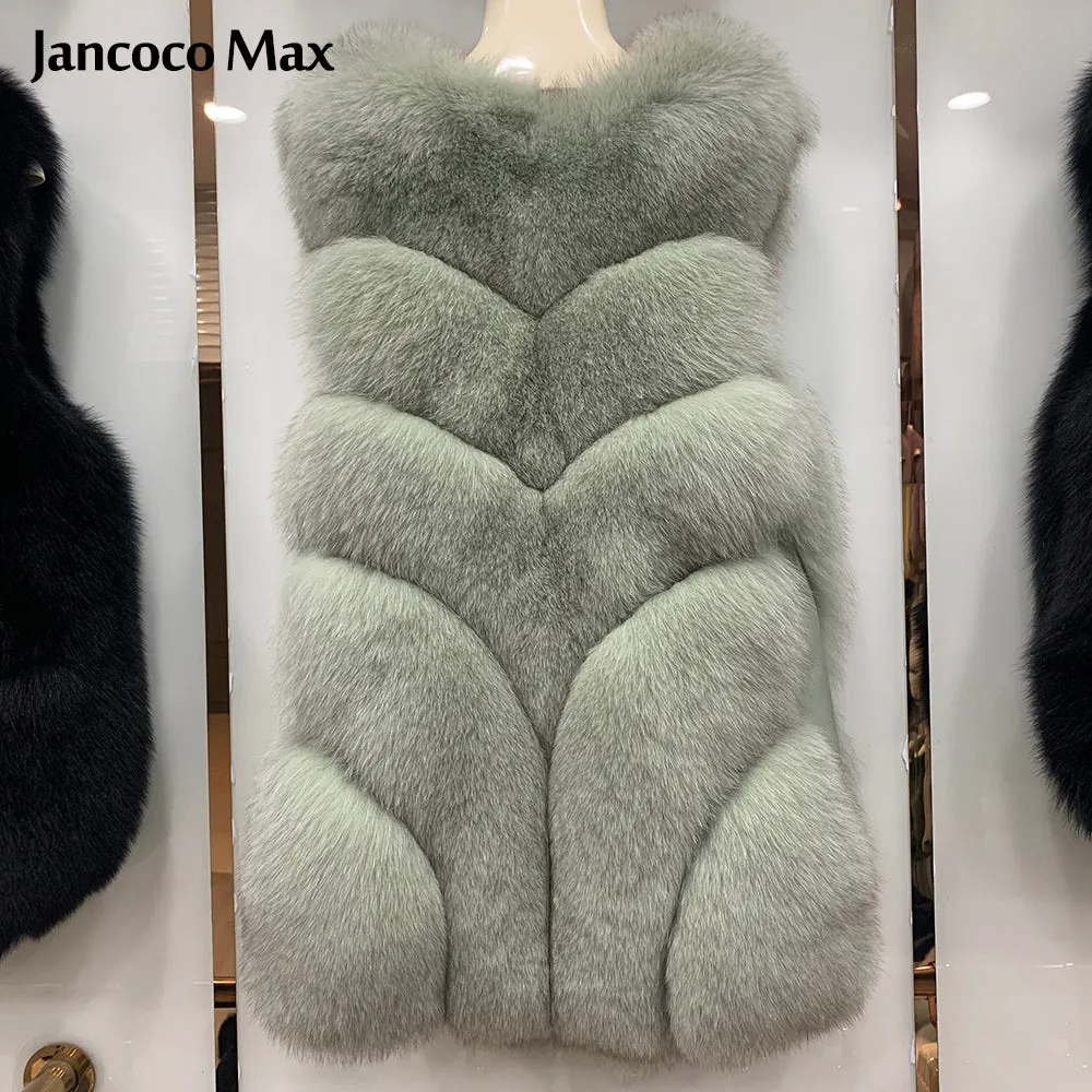 Women Winter Real Fur Gilets Luxury Fox Fur Vests Thick Warm Waistcoats