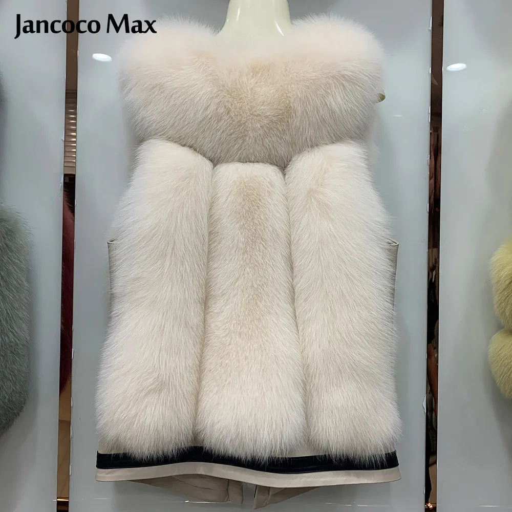 Women Winter Warm Fashion Real Fox Fur Gilets Fluffy Vest Waistcoat