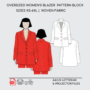 Women's Double-Breasted Blazer Sewing Pattern Block | XS-6XL
