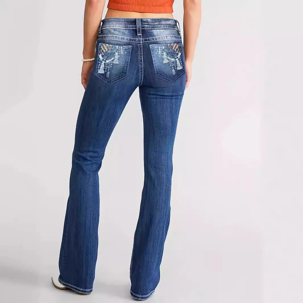 Women's Embroidered Blue Jeans
