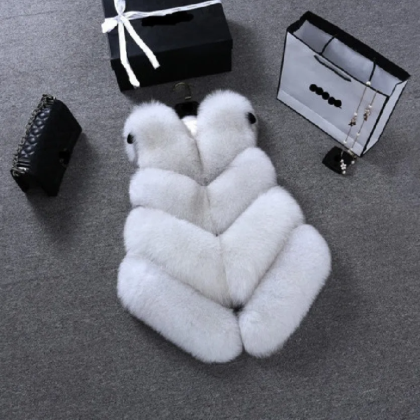 Women's Faux Fox Fur Sleeveless Coat