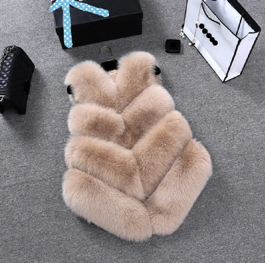 Women's Faux Fox Fur Sleeveless Coat