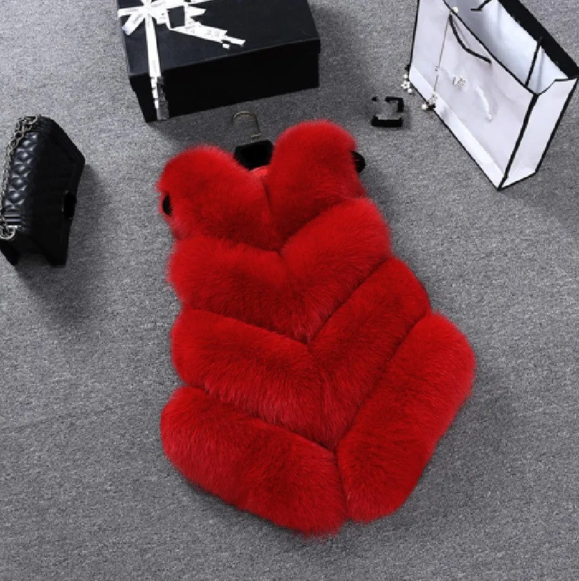 Women's Faux Fox Fur Sleeveless Coat