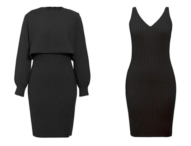 Women's Knitted 2-Piece Set – Bodycon Dress & Crop Sweater