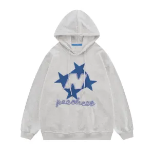 Women's Oversized Y2K Star Embroidered Graphic Hoodies Sweatshirt Casual Long Sleeve Loose Pullover Tops
