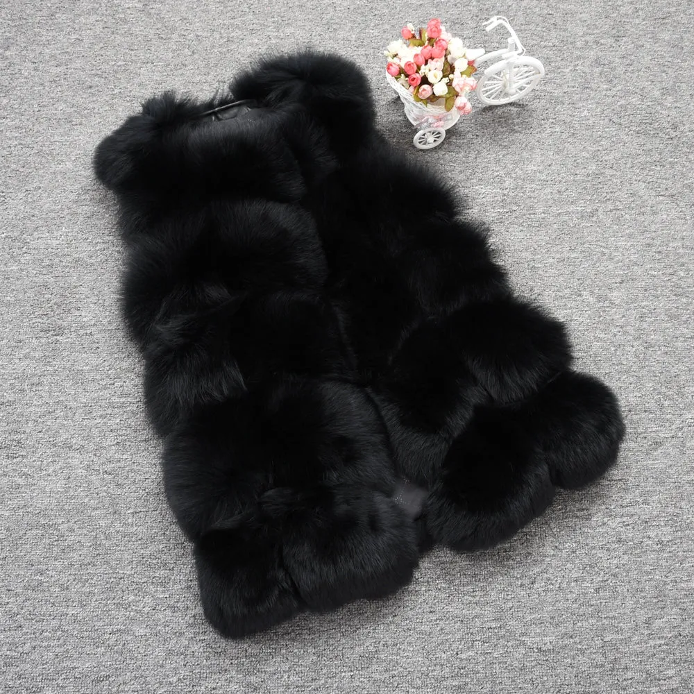 Women's Real Fox Fur Gilet Winter Thick Warm Vest Fluffy Waistcoat