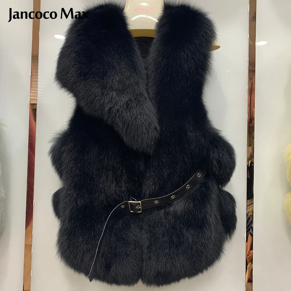 Women's Real Fox Fur Vest Winter Fashion Fur Gilet Warm Waistcoat