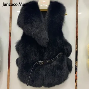 Women's Real Fox Fur Vest Winter Fashion Fur Gilet Warm Waistcoat