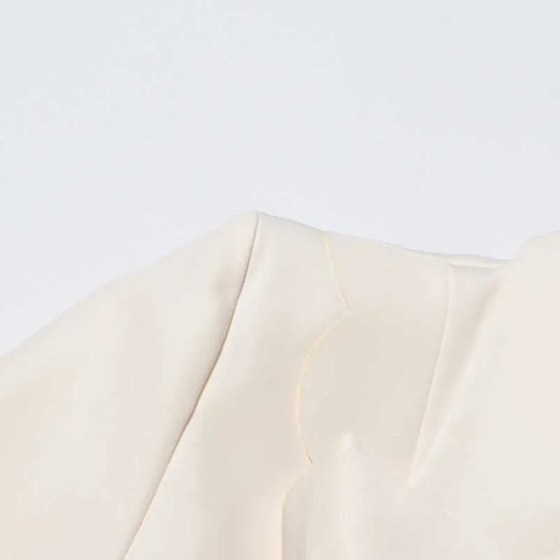 Women's Ruffled Blazer One Button Ivory Coat