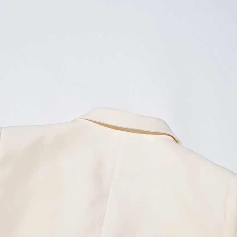 Women's Ruffled Blazer One Button Ivory Coat
