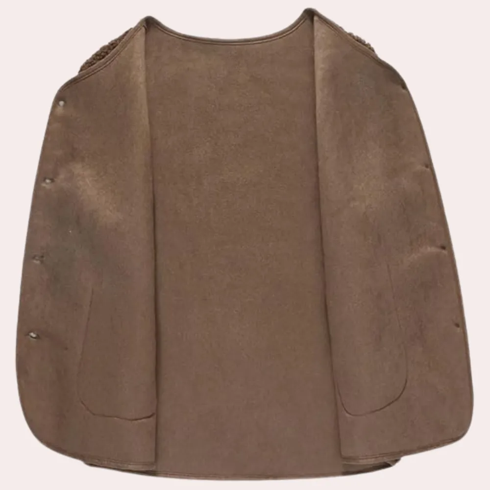 Women's Sherpa Button-Up Vest - Trendy Warm Layering Piece for Casual Wear