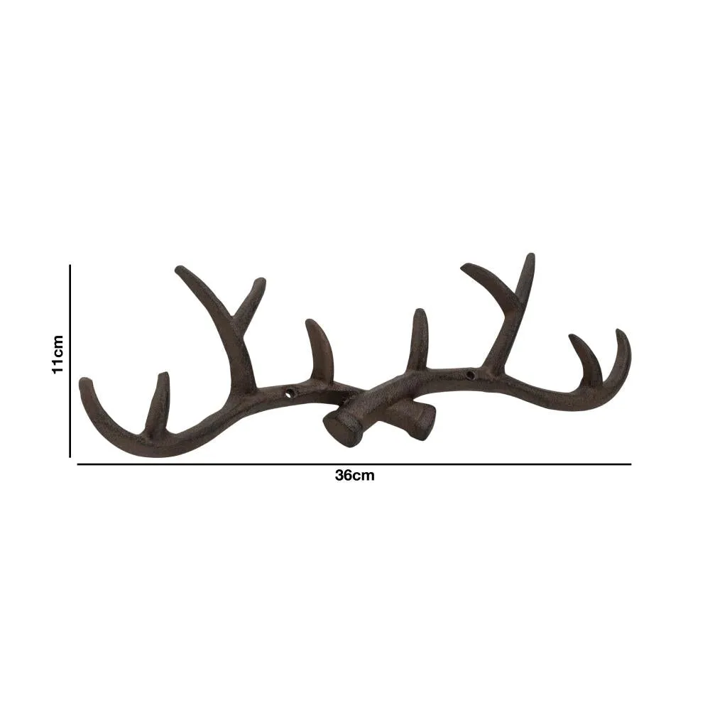 Woodside 10 Hook Cast Iron Wall Mounted Deer Antler Coat Hooks/Key Hanger Rack