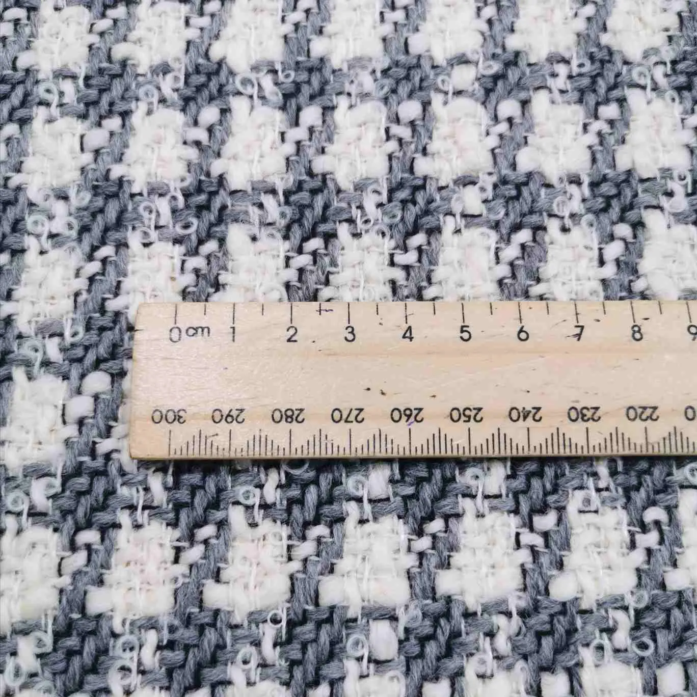 Wool Boucle, Silver Check