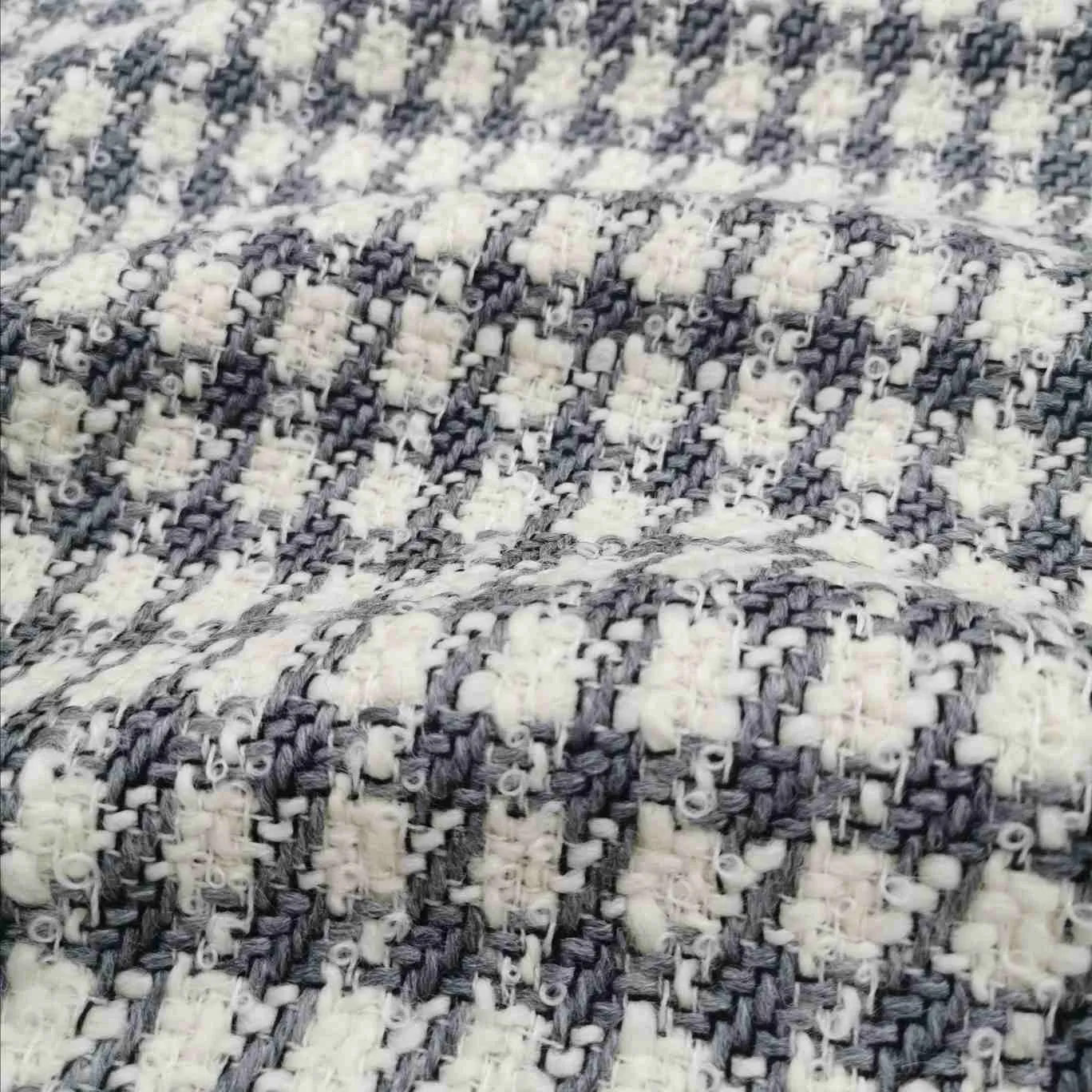 Wool Boucle, Silver Check