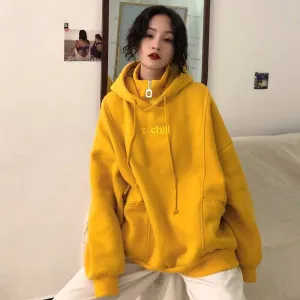 X-Chill Loose Casual Solid Hoodie